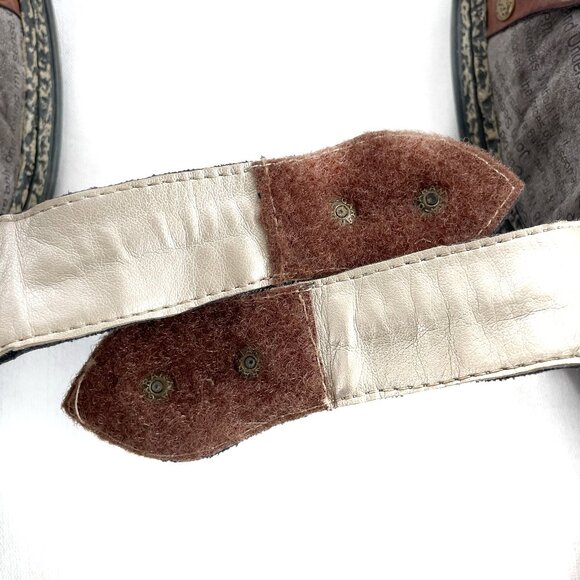 SOLD  Rieker 7 Antistress 38 Gray Leather Mary Jane Newspaper Slides Slip Ons - Picture 11 of 13